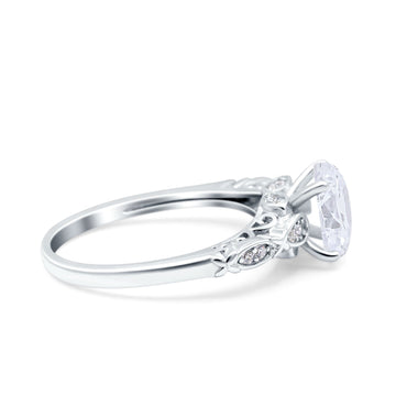 Art Deco Oval Engagement Simulated Cubic Zirconia 925 Sterling Silver